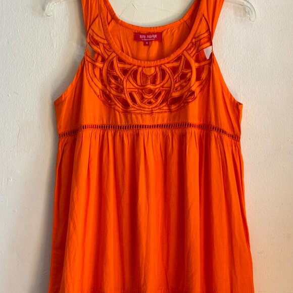 Roberta Freymann Beautiful Bright Orange Summer Maxi Dress - Picture 4 of 11